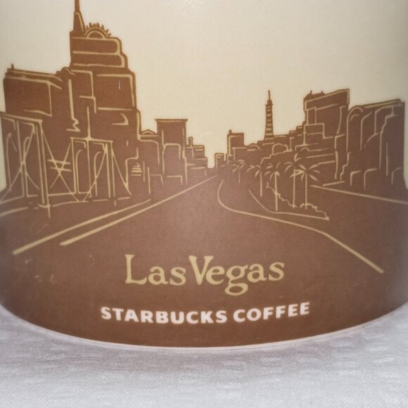 STARBUCKS COFFEE COLLECTORS SERIES LAS VEGAS MUG TAN AND BROWN 16OZ EUC - Picture 3 of 9